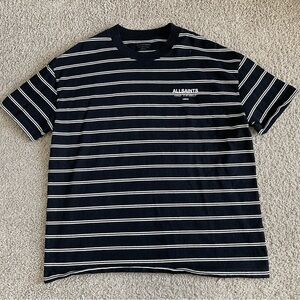 AllSaints Underground Oversized Stripe Tee T Shirt